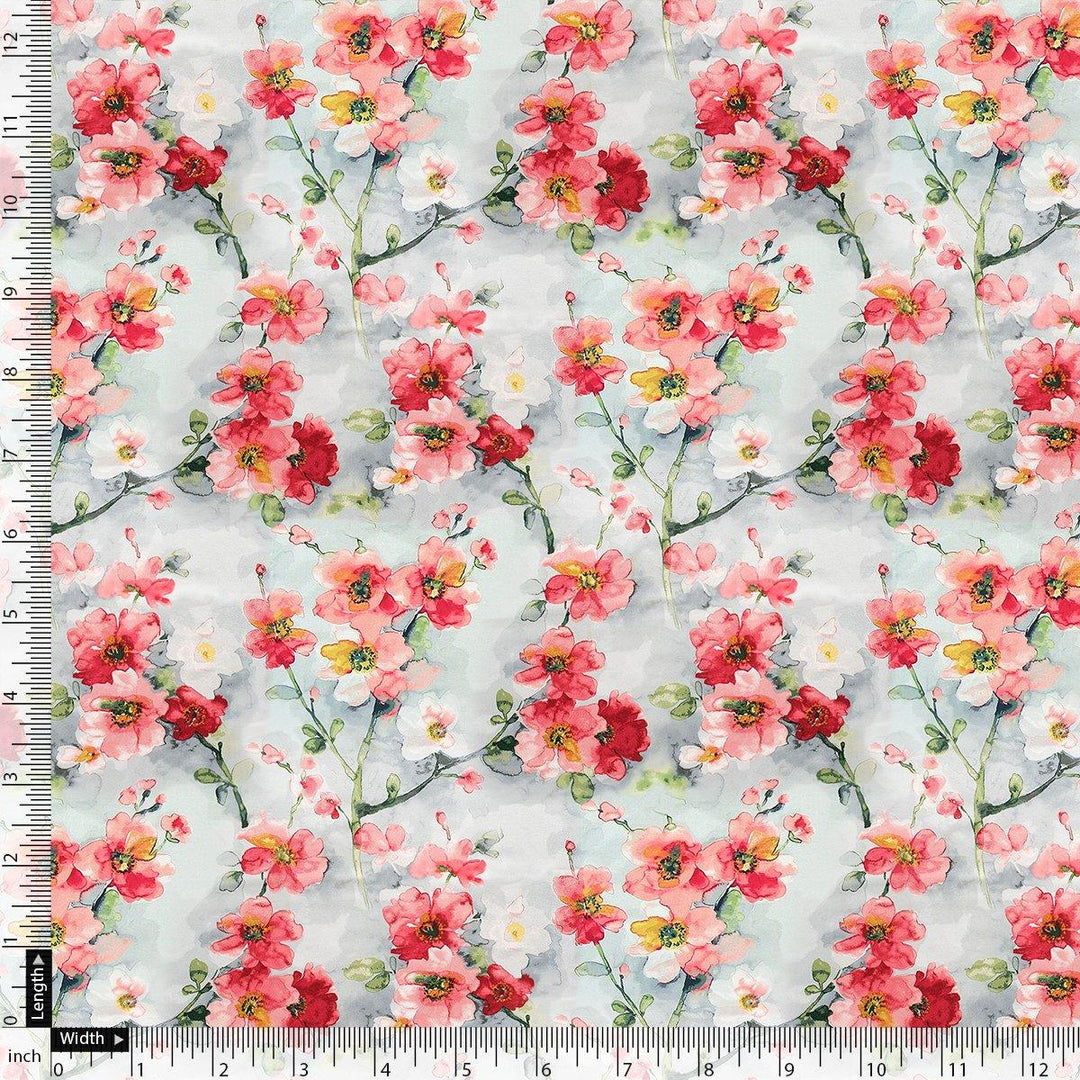 Watercolour Buttercup Flower Digital Printed Fabric - Cotton - FAB VOGUE Studio®
