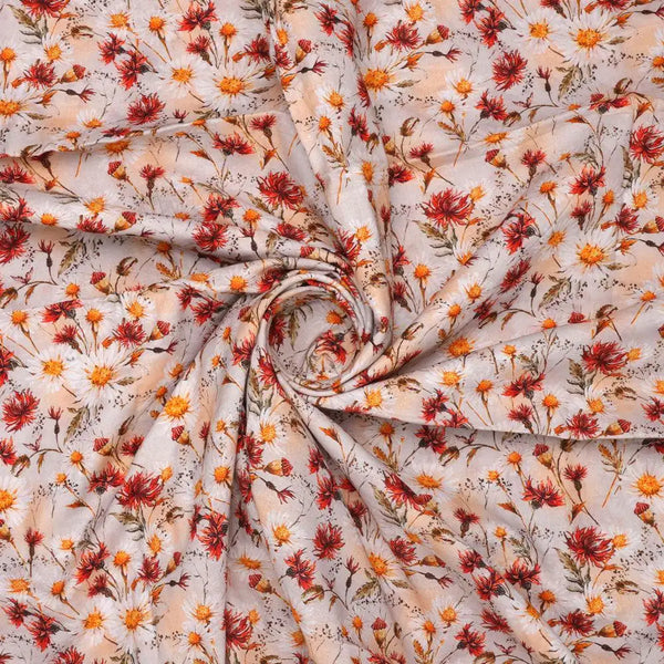 Daisy Branch Of White Flower Digital Printed Fabric - Cotton – pco 0 ta06071 108 daisy branch of white flower digital printed fabric cotton 1