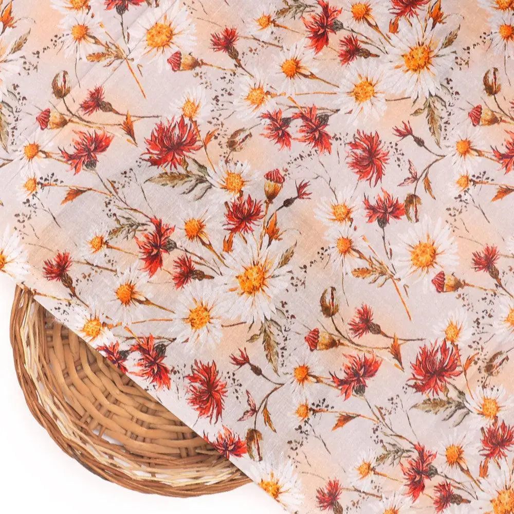 Daisy Branch Of White Flower Digital Printed Fabric - Cotton – pco 0 ta06071 108 daisy branch of white flower digital printed fabric cotton 2