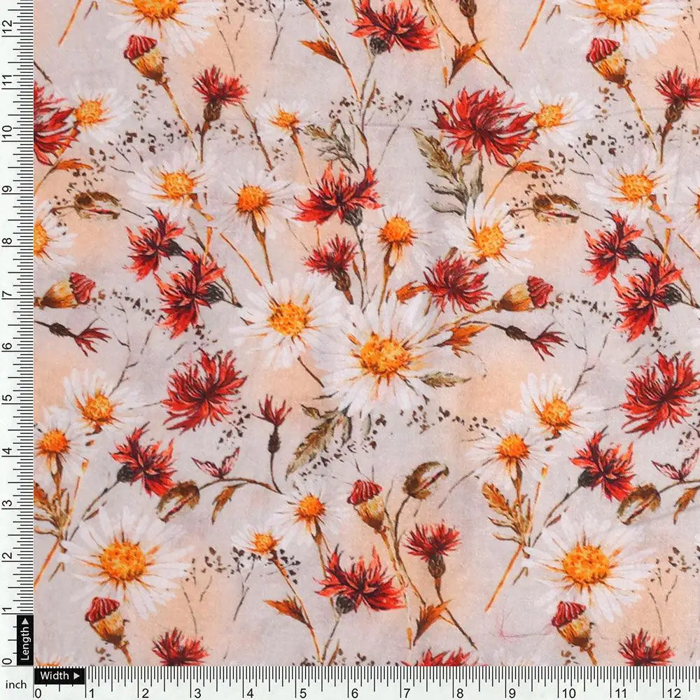 Daisy Branch Of White Flower Digital Printed Fabric - Cotton – pco 0 ta06071 108 daisy branch of white flower digital printed fabric cotton 4