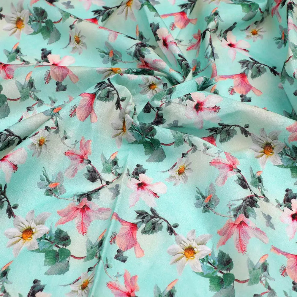 Beautiful Lily With White Daisy Flower Digital Printed Fabric - Pure Cotton – pco 0 ta06091 108 beautiful lily with white daisy flower digital printed fabric pure cotton 3
