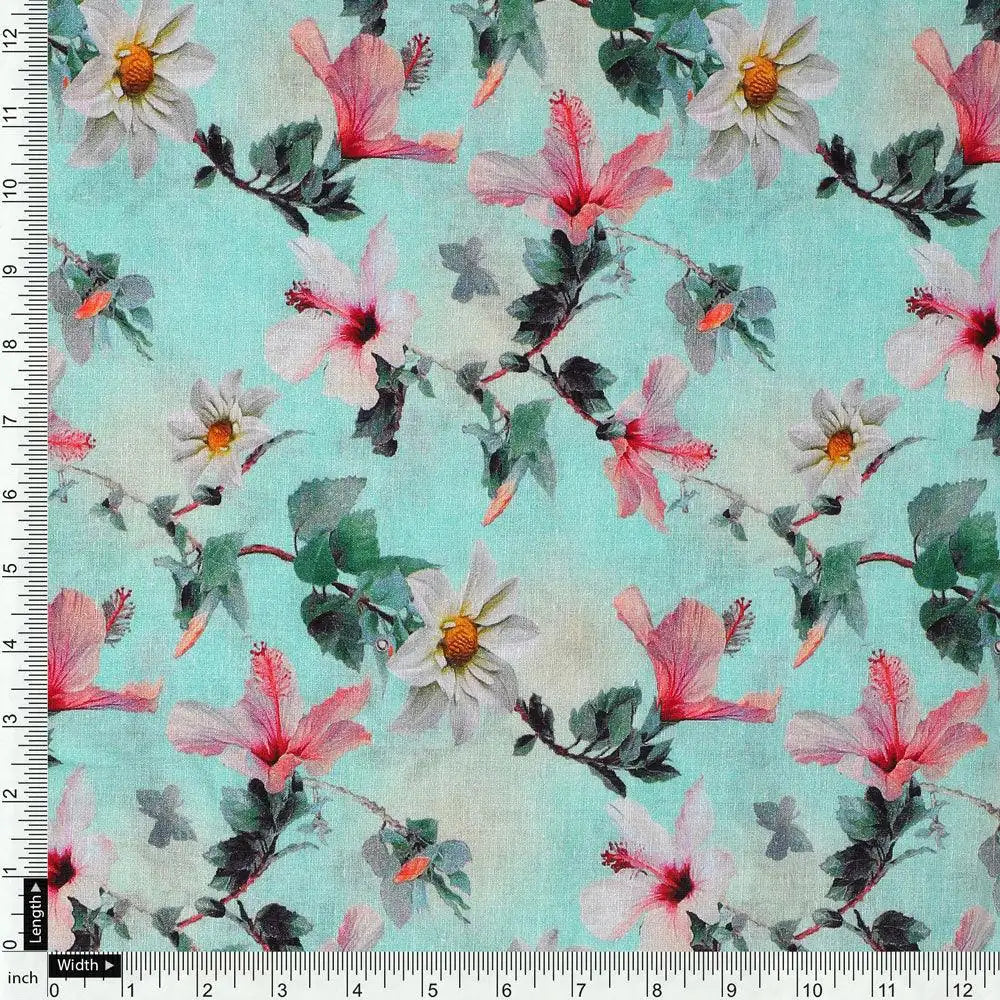 Beautiful Lily With White Daisy Flower Digital Printed Fabric - Pure Cotton – pco 0 ta06091 108 beautiful lily with white daisy flower digital printed fabric pure cotton 4