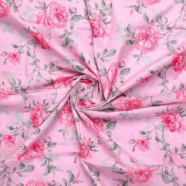 Pink Rose Allover Digital Printed Fabric - Pure Cotton – pco 0 ta06118p2 108 pink rose allover digital printed fabric pure cotton 1