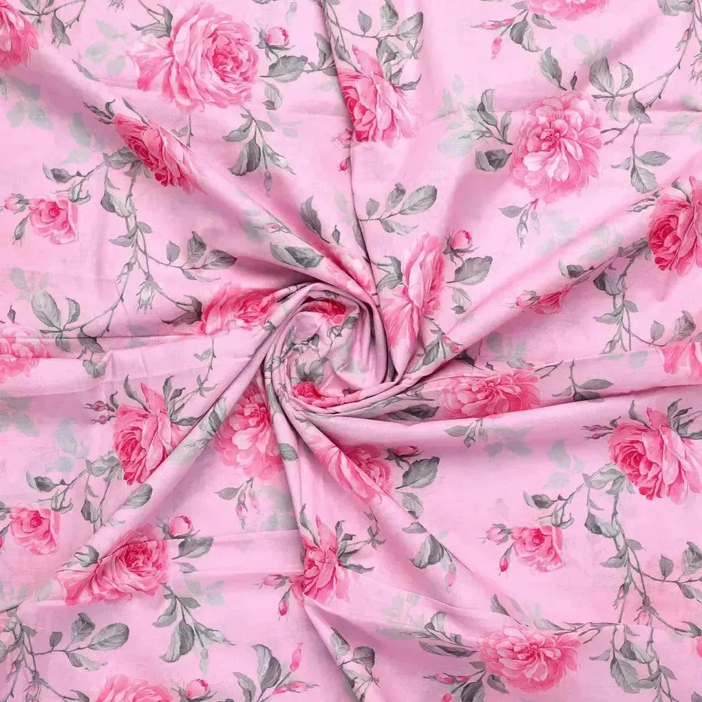 Pink Rose Allover Digital Printed Fabric - Pure Cotton – pco 0 ta06118p2 108 pink rose allover digital printed fabric pure cotton 1