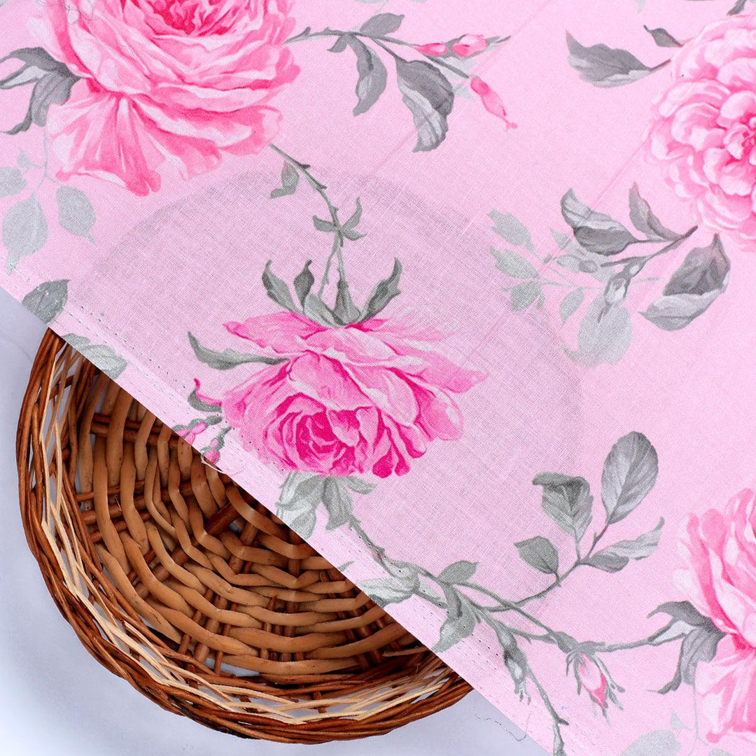 Pink Rose Allover Digital Printed Fabric - Pure Cotton - FAB VOGUE Studio®