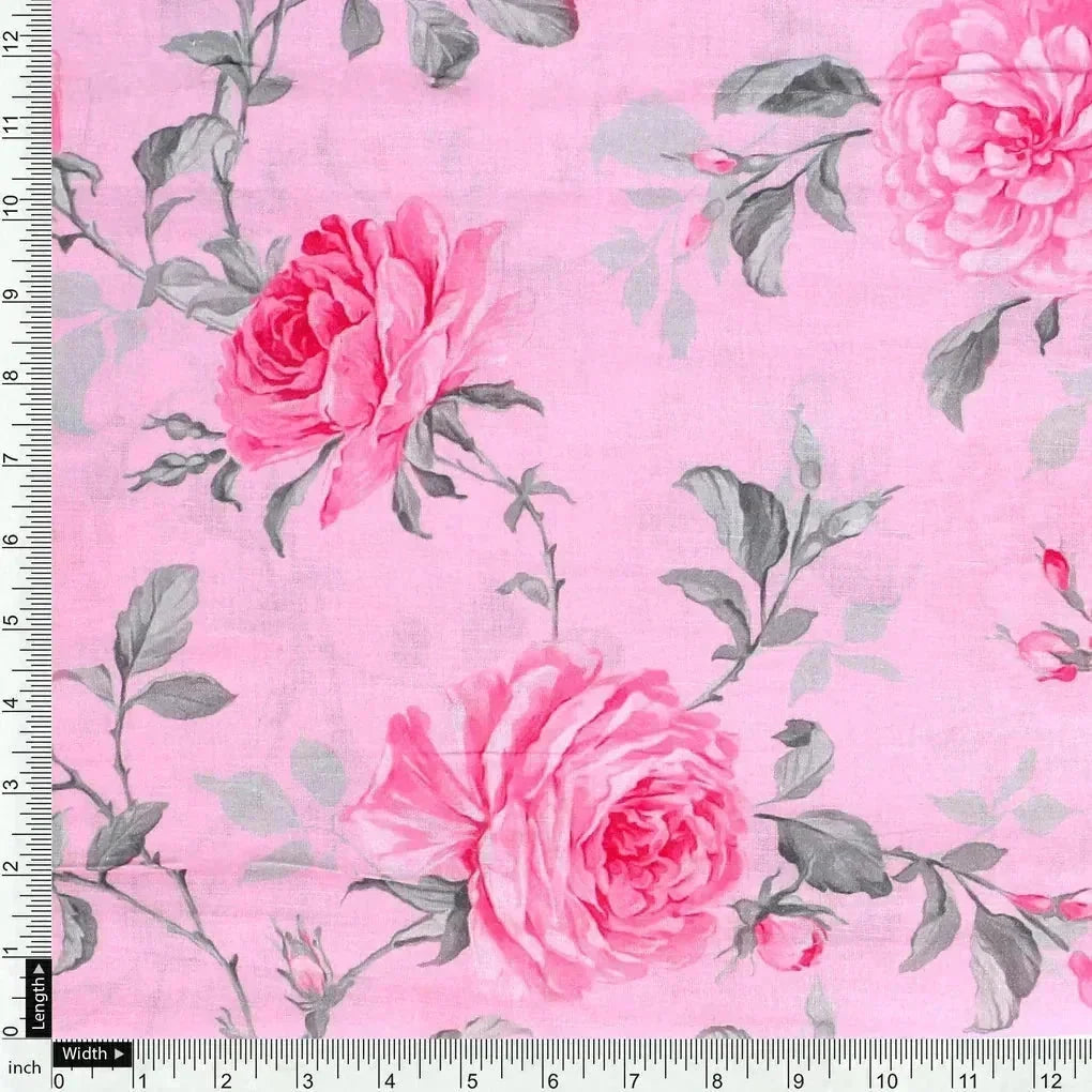 Pink Rose Allover Digital Printed Fabric - Pure Cotton – pco 0 ta06118p2 108 pink rose allover digital printed fabric pure cotton 4