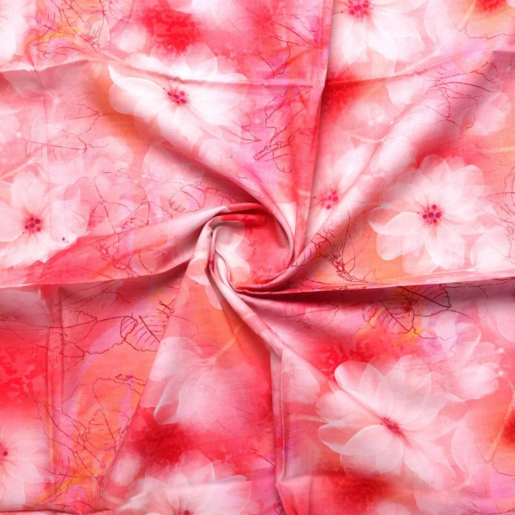 Beautiful Red Floral Digital Printed Fabric - Pure Cotton – pco 0 ta06366 108 beautiful red floral digital printed fabric pure cotton 1