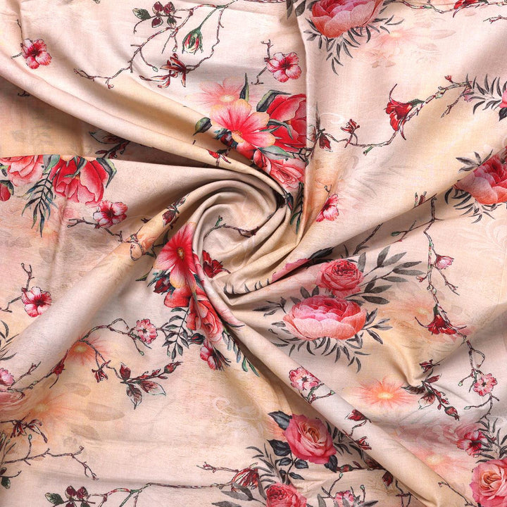 Multicolor Floral Digitally Printed Fabrics - Pure Cotton - FAB VOGUE Studio®