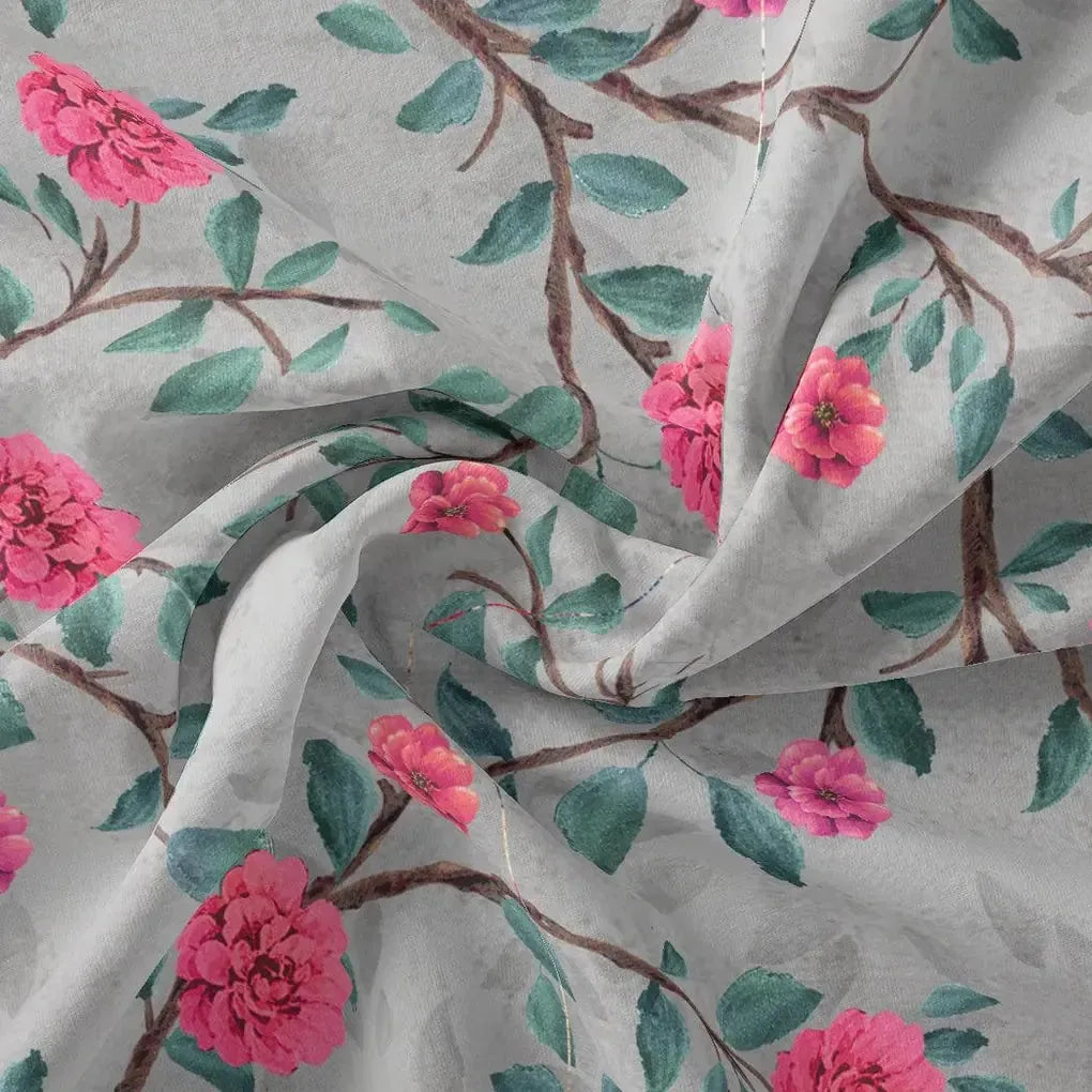 Pink Flower And Branch Digital Printed Fabric - Pure Cotton – pco 0 ta06641p4 108 pink flower and branch digital printed fabric pure cotton 3