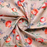 Blooming Orange Roses With Purple Floral Digital Printed Fabric - Pure Cotton – pco 0 ta06659p4 108 blooming orange roses with purple floral digital printed fabric pure cotton 1