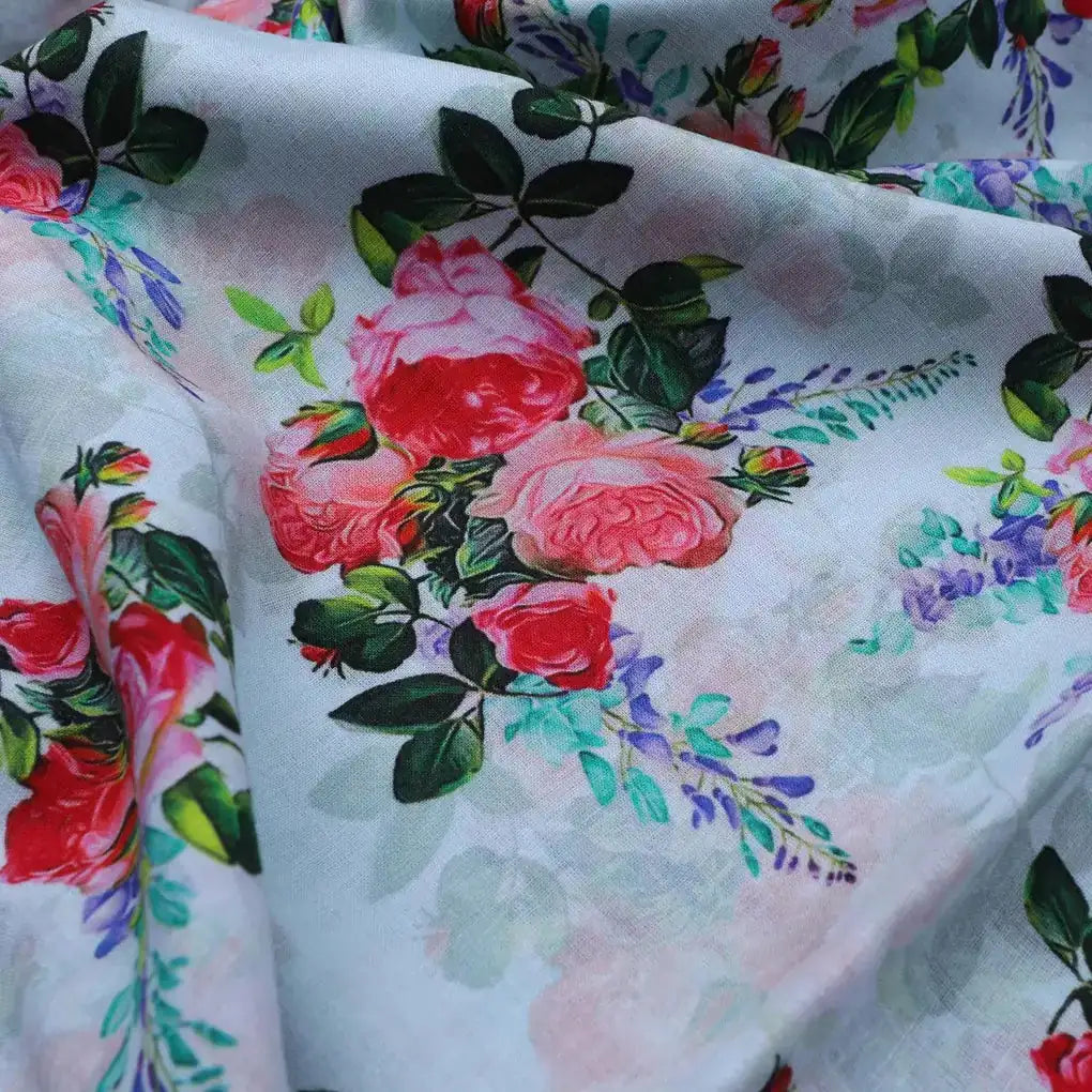 Red Rose Bunch Repeat Digital Printed Fabric - Pure Cotton – pco 0 ta06676 108 red rose bunch repeat digital printed fabric pure cotton 3