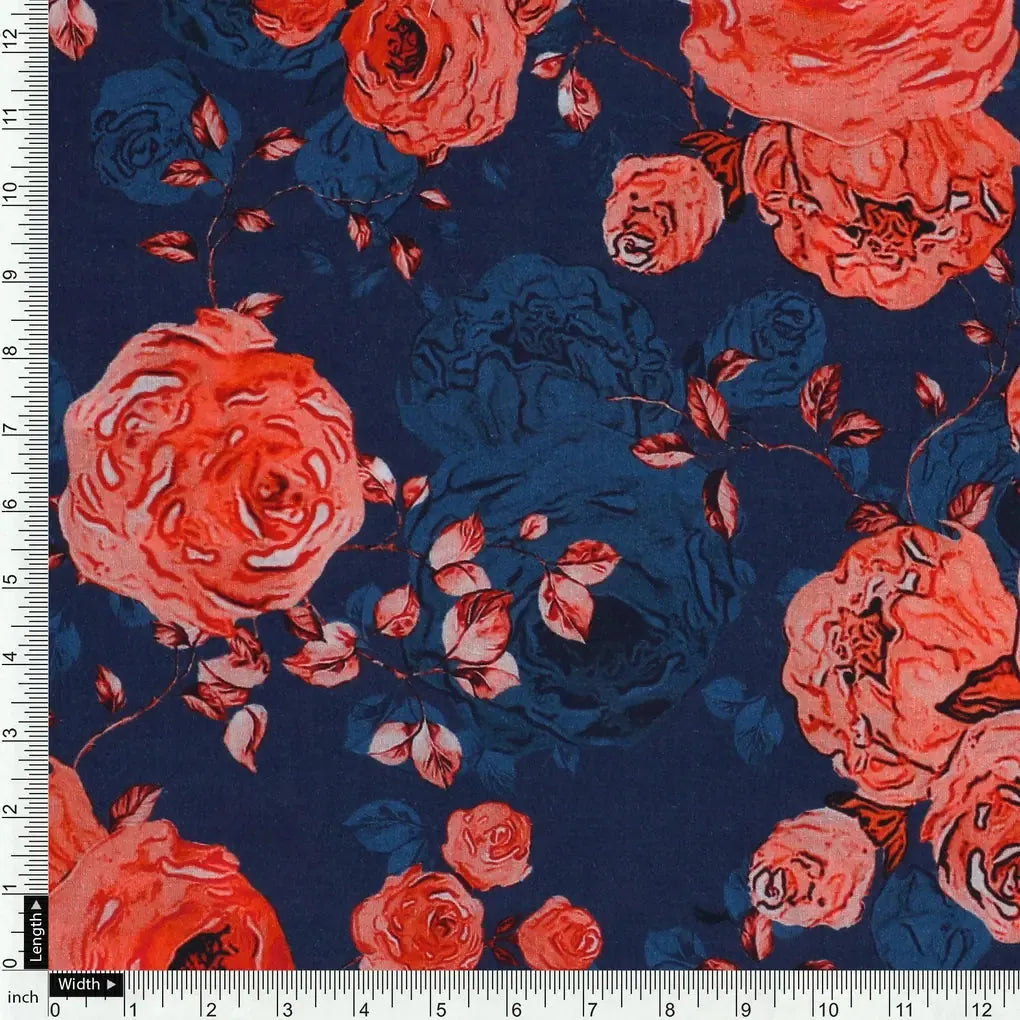 Redish Floral Repeat Digital Printed Fabric - Pure Cotton – pco 0 ta06678 108 redish floral repeat digital printed fabric pure cotton 4