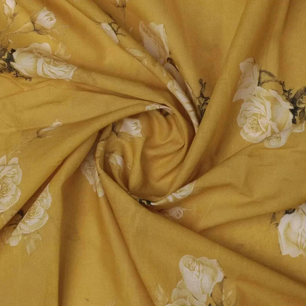 Lemon Yellow Flower Allover Digital Printed Fabric - Pure Cotton – pco 0 ta06831p8 108 lemon yellow flower allover digital printed fabric pure cotton 1