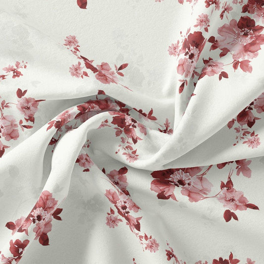Maroon Flower Bunch Digital Printed Fabric - Pure Cotton - FAB VOGUE Studio®