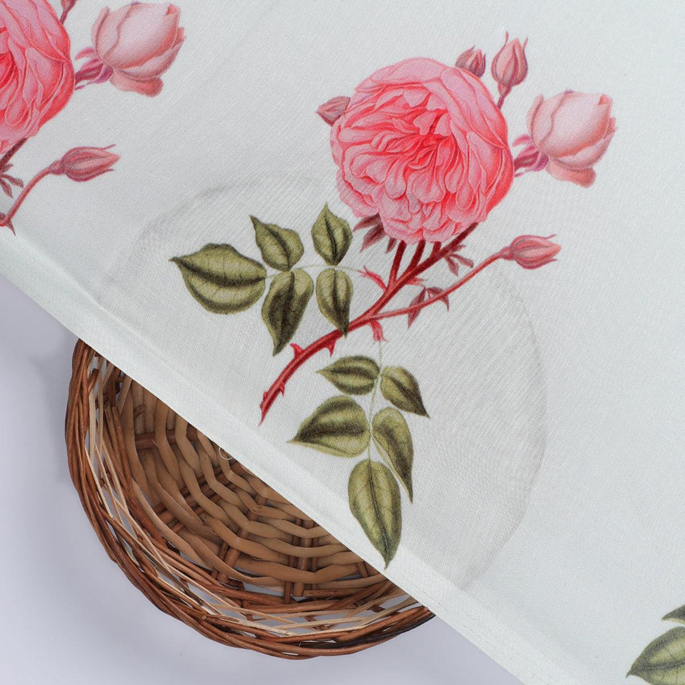 Red Rose Laying on Pista Base Digital Printed Fabric - FAB VOGUE Studio®