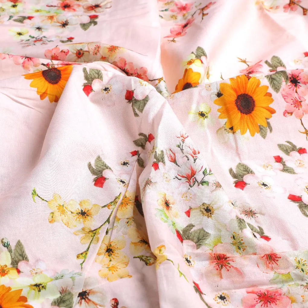Decorative Multicolour Sunflower Digital Printed Fabric - Pure Cotton – pco 0 ta07140 108 decorative multicolour sunflower digital printed fabric pure cotton 3