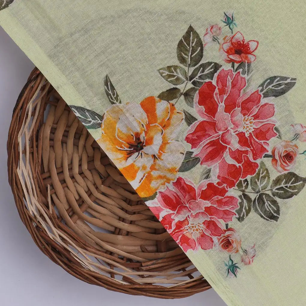 Colorful Floral Yellow Base Digital Printed Fabric - Pure Cotton – pco 0 ta07199p1 108 colorful floral yellow base digital printed fabric pure cotton 2