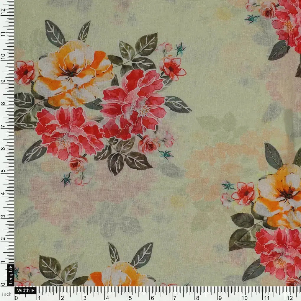 Colorful Floral Yellow Base Digital Printed Fabric - Pure Cotton – pco 0 ta07199p1 108 colorful floral yellow base digital printed fabric pure cotton 4