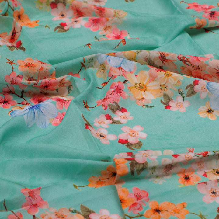 Lovely Geranium Flower Digital Printed Fabric - Pure Cotton - FAB VOGUE Studio®