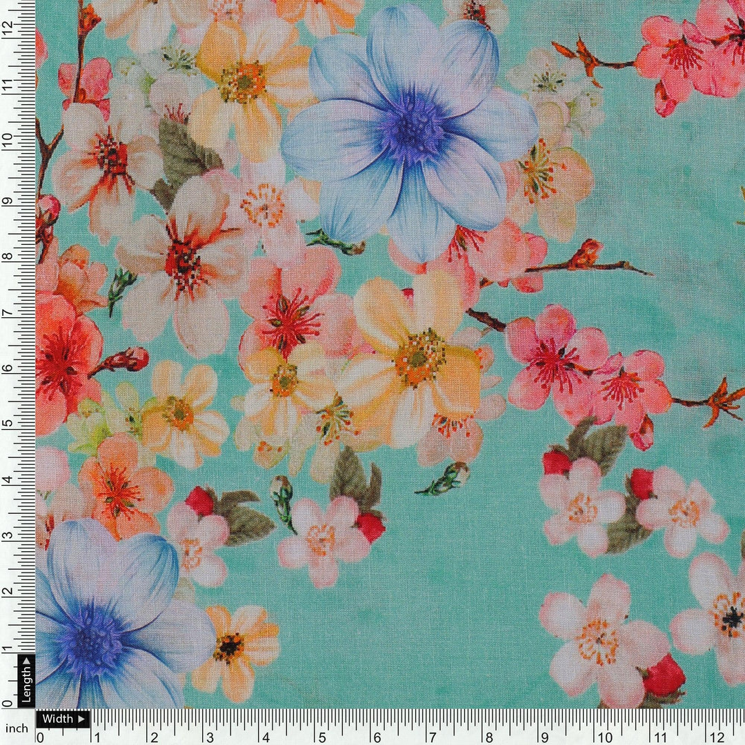 Lovely Geranium Flower Digital Printed Fabric - Pure Cotton - FAB VOGUE Studio®