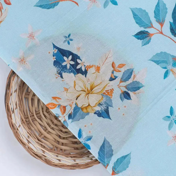 Flower On Ocean Blue Digital Printed Fabric - Pure Cotton – pco 0 ta07233p1 108 flower on ocean blue digital printed fabric pure cotton 2 - alternate view