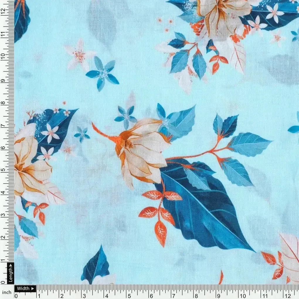 Flower On Ocean Blue Digital Printed Fabric - Pure Cotton – pco 0 ta07233p1 108 flower on ocean blue digital printed fabric pure cotton 4