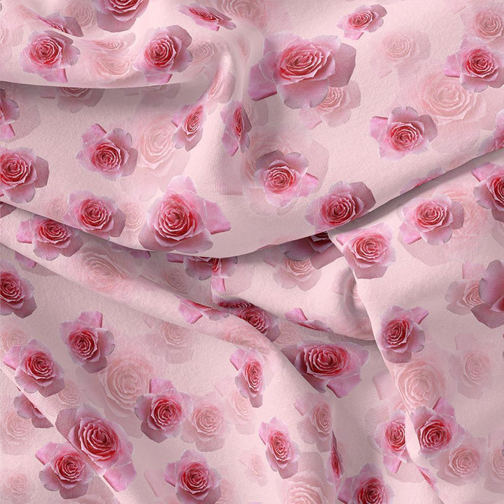 Pinkish Rose Allover Digital Printed Fabric - Pure Cotton - FAB VOGUE Studio®