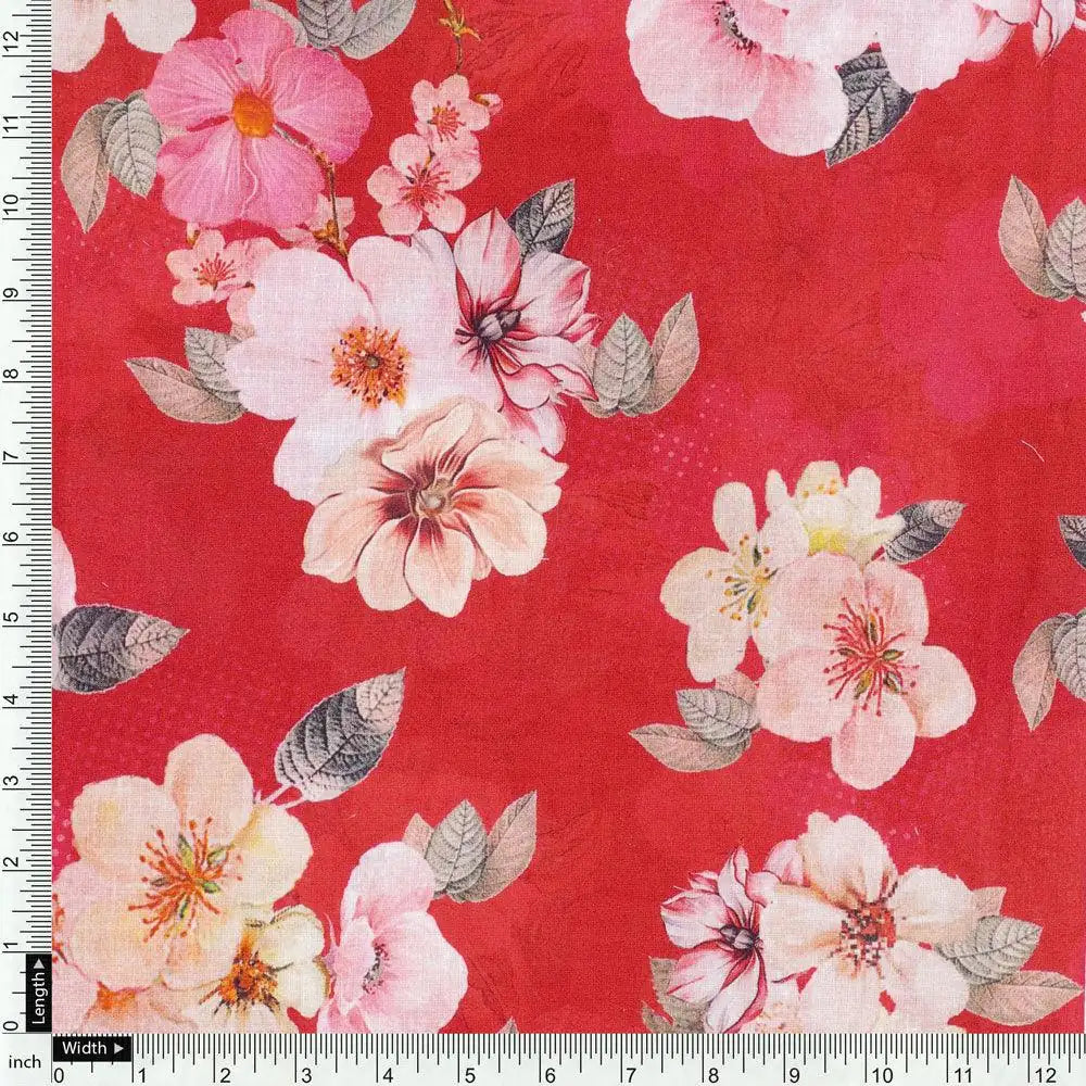 Big Narcissus Multi Colour Flower Digital Printed Fabric - Pure Cotton – pco 0 ta07418p9 108 big narcissus multi colour flower digital printed fabric pure cotton 4