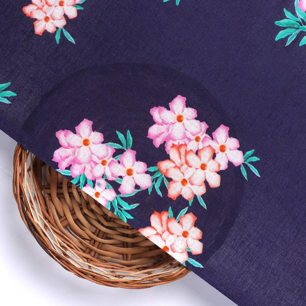 Violet Flower Bunch Digital Printed Fabric - Pure Cotton - FAB VOGUE Studio®