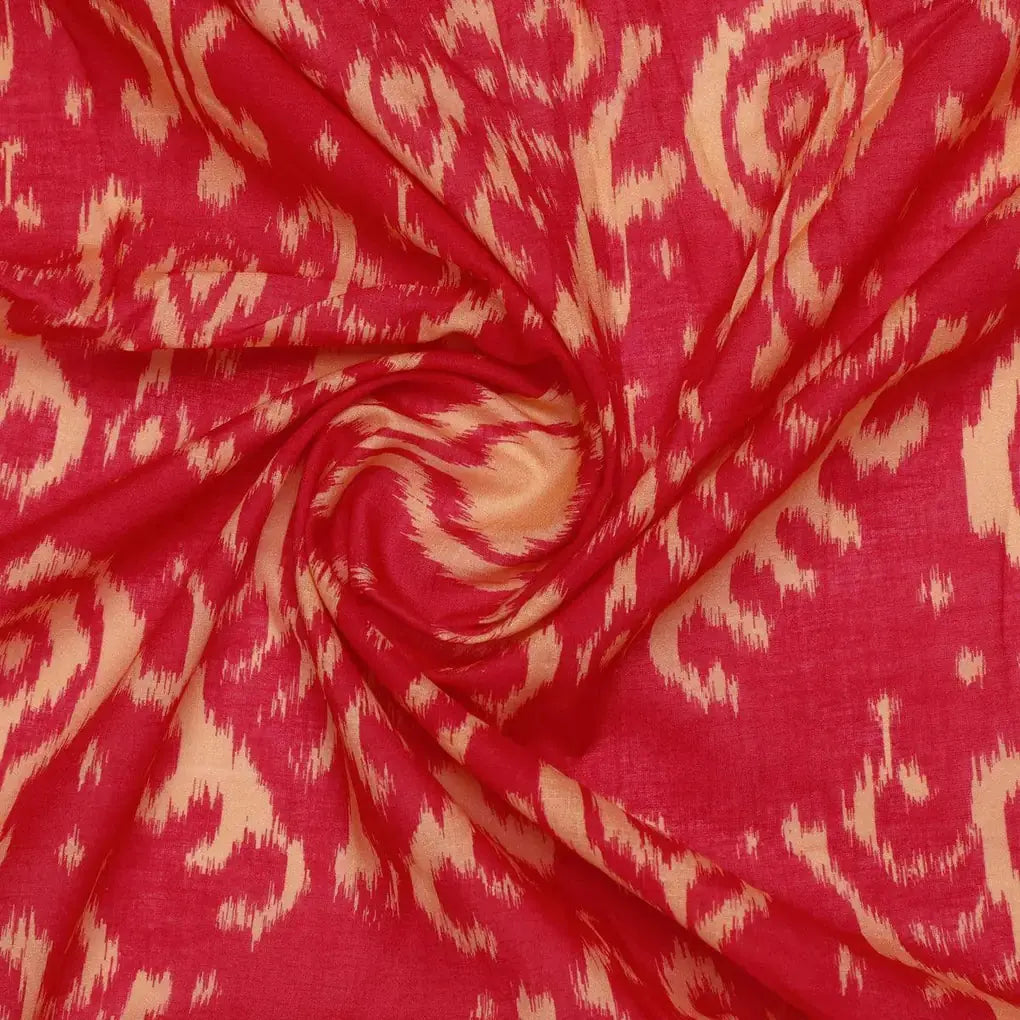 Tribal Prints On Carrot Red Digital Printed Fabric  - Pure Cotton – pco 0 ta07544 108 tribal prints on carrot red digital printed fabric pure cotton 1