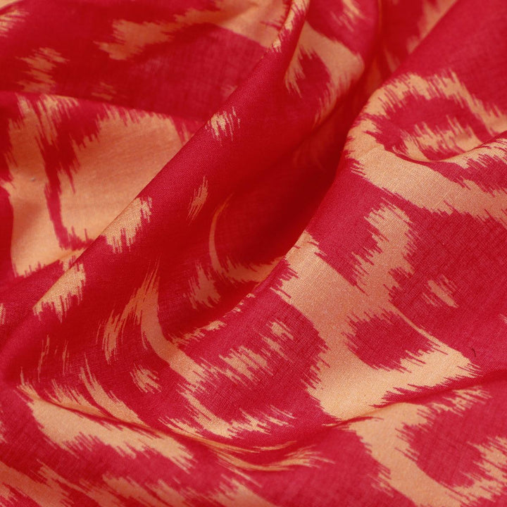 Tribal Prints On Carrot Red Digital Printed Fabric - Pure Cotton - FAB VOGUE Studio®