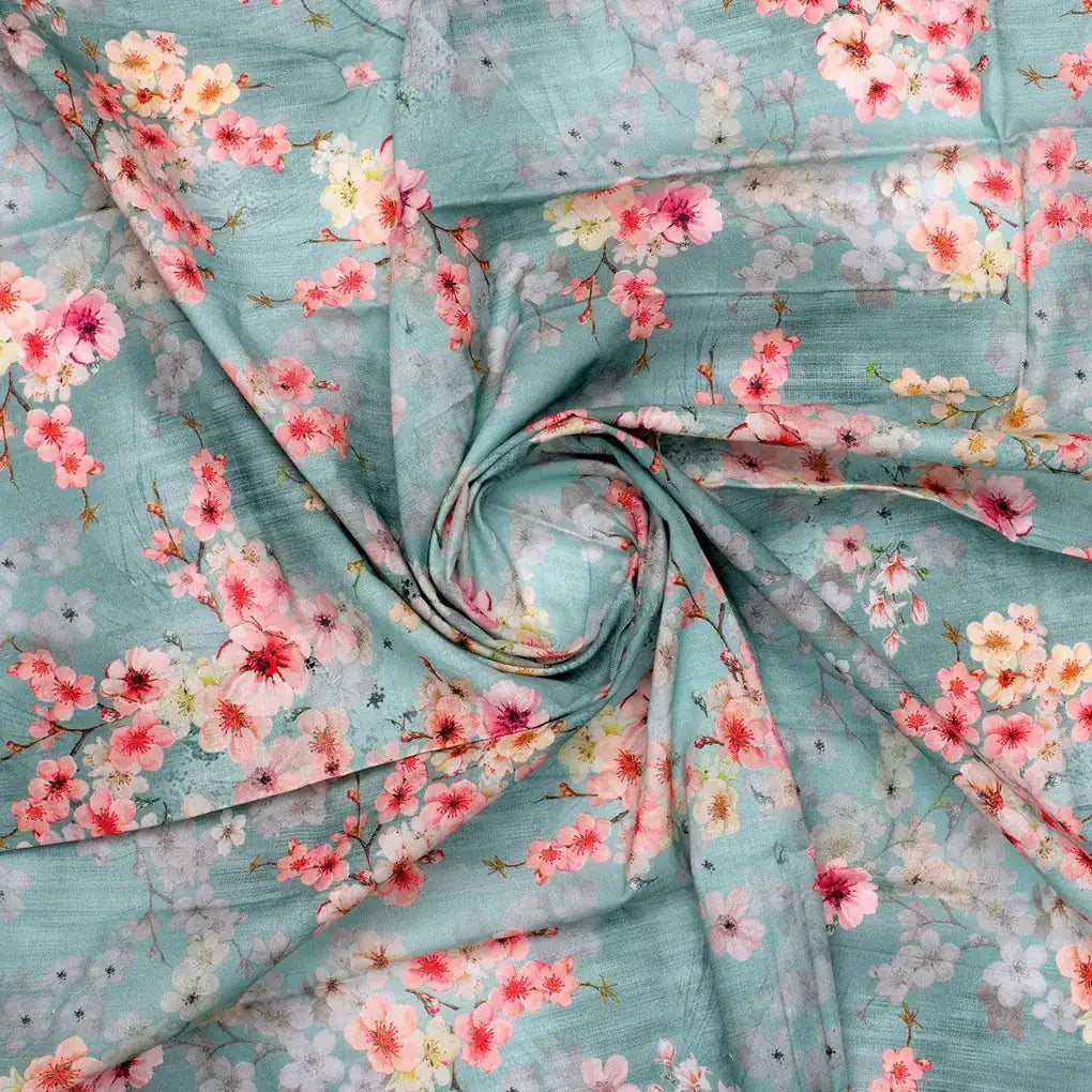 Periwinkle Floral Spring Flower Digital Printed Fabric - Pure Cotton – pco 0 ta07570p4 108 periwinkle floral spring flower digital printed fabric pure cotton 1