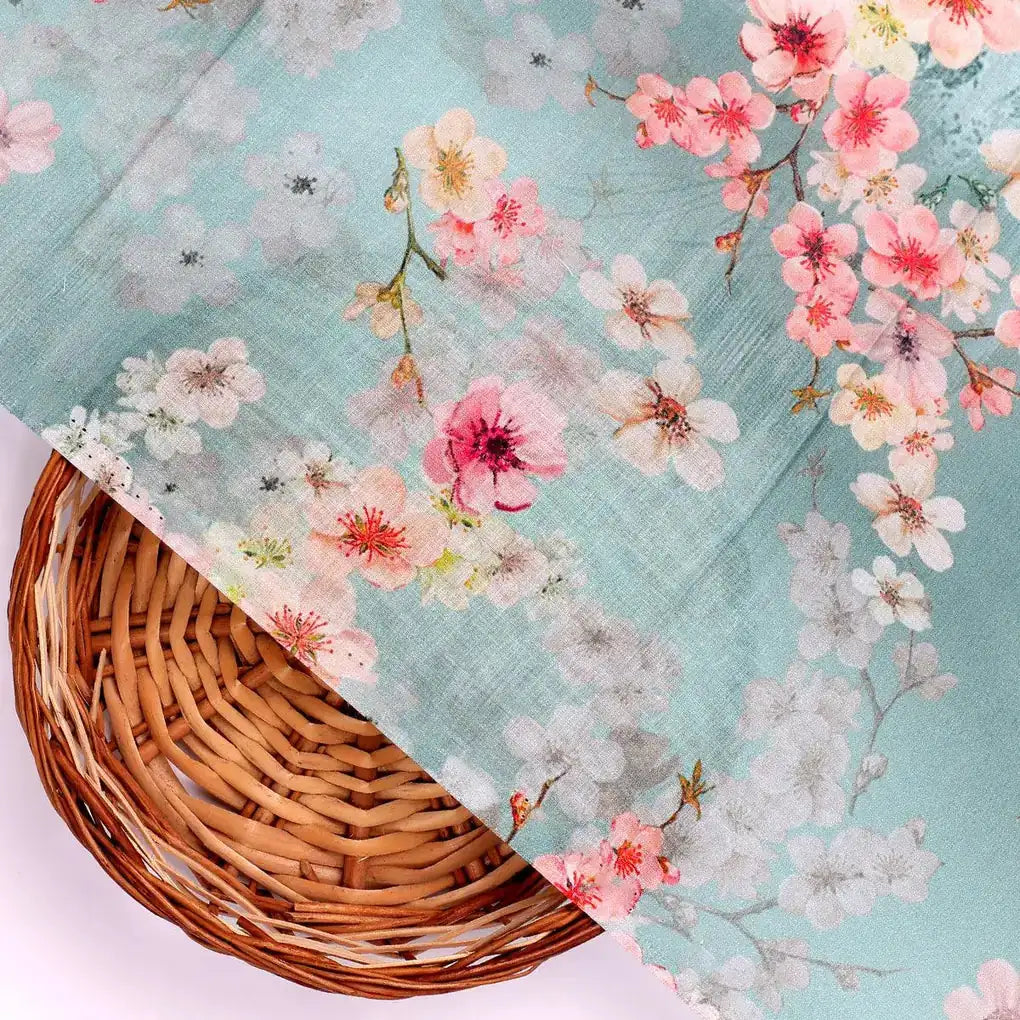 Periwinkle Floral Spring Flower Digital Printed Fabric - Pure Cotton – pco 0 ta07570p4 108 periwinkle floral spring flower digital printed fabric pure cotton 2