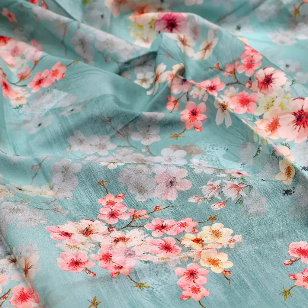 Periwinkle Floral Spring Flower Digital Printed Fabric - Pure Cotton – pco 0 ta07570p4 108 periwinkle floral spring flower digital printed fabric pure cotton 3