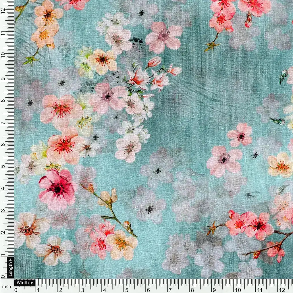 Periwinkle Floral Spring Flower Digital Printed Fabric - Pure Cotton – pco 0 ta07570p4 108 periwinkle floral spring flower digital printed fabric pure cotton 4
