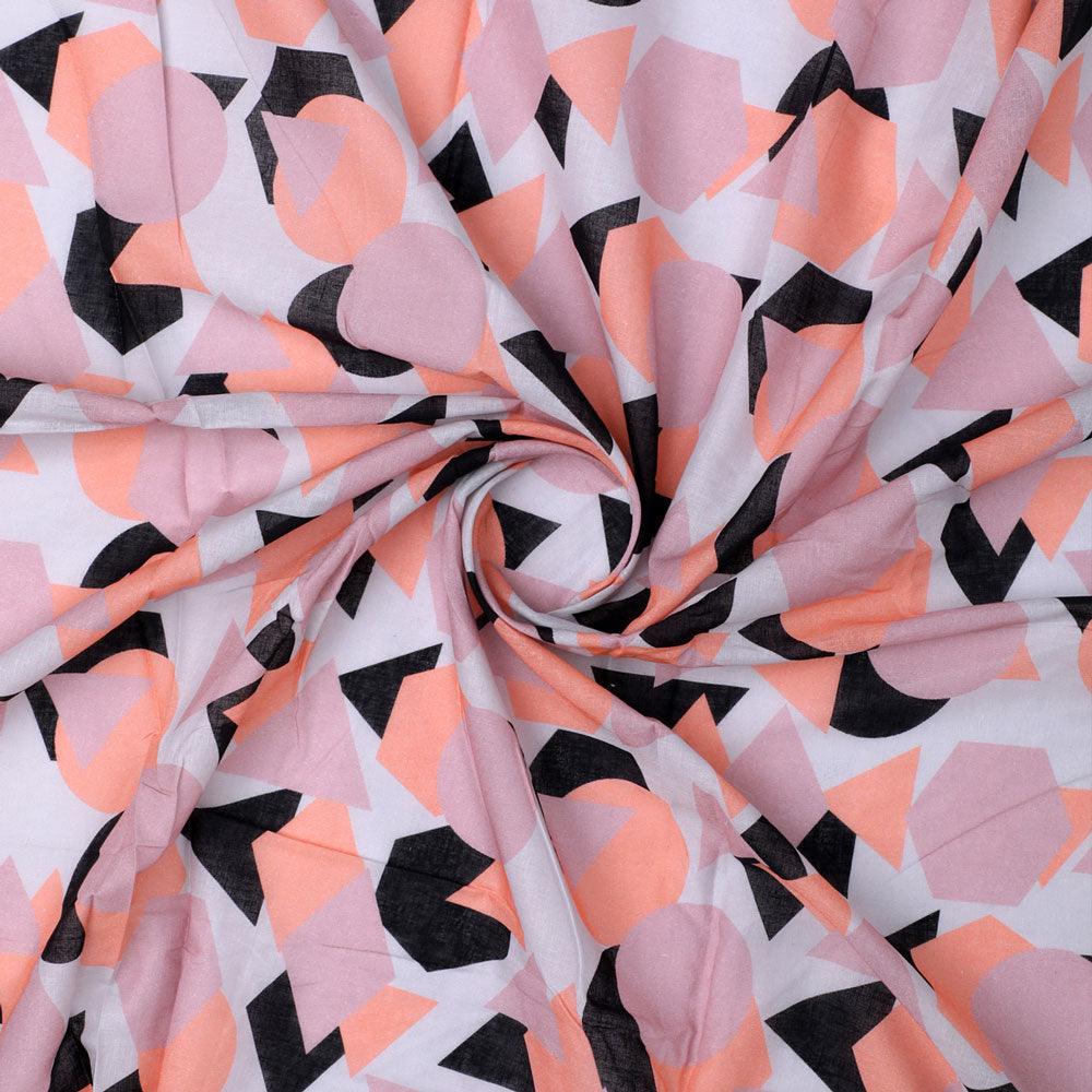 Colourful Geometric Shape Digital Printed Fabric - Pure Cotton - FAB VOGUE Studio®