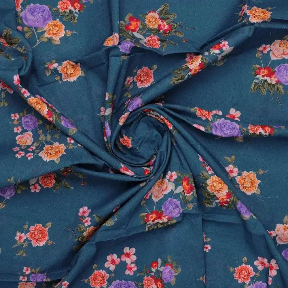 Colourful Flower Bunch Digital Printed Fabric - Pure Cotton – pco 0 ta07614 108 colourful flower bunch digital printed fabric pure cotton 1