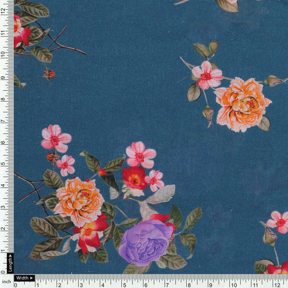 Colourful Flower Bunch Digital Printed Fabric - Pure Cotton - FAB VOGUE Studio®
