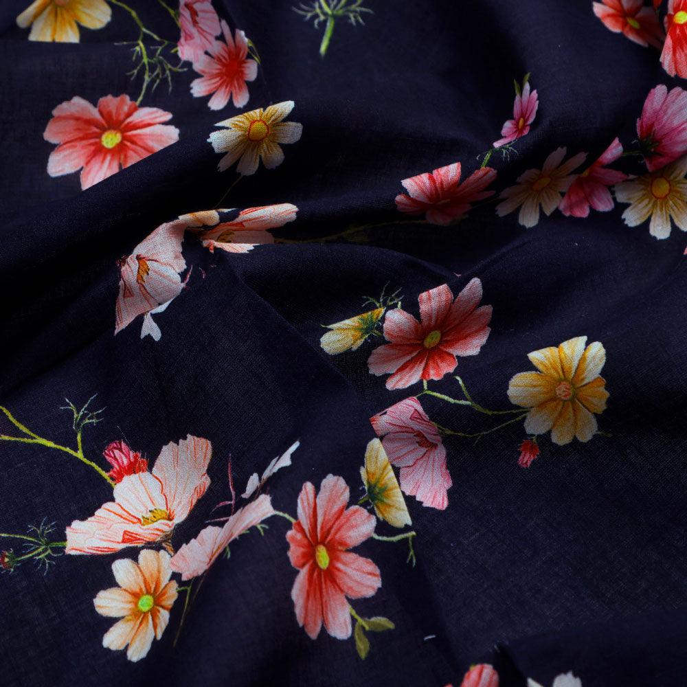 Tiny Colorfull Orchids Floral With Blue Background Digital Printed Fabric - Pure Cotton – pco 0 ta07814p1 108 tiny colorfull orchids floral with blue background digital printed fabric pure cotton 3