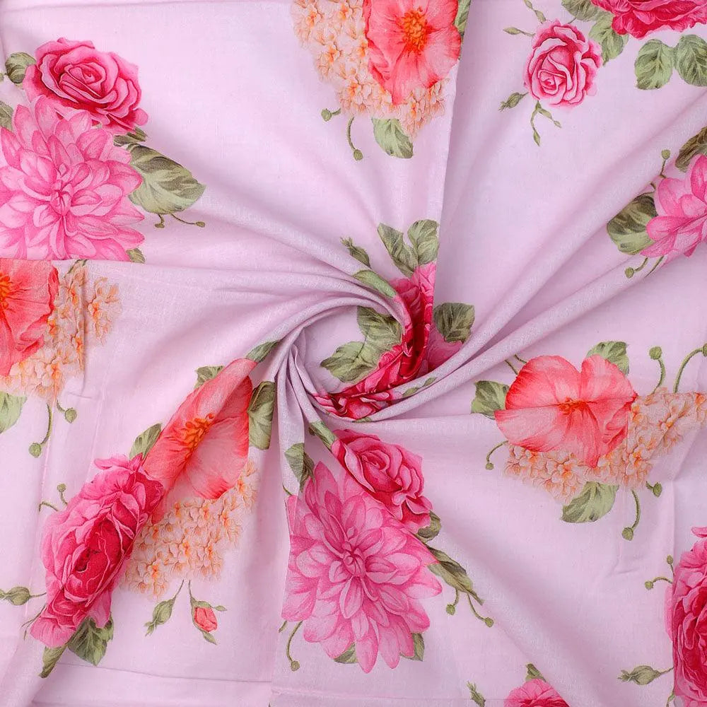 Simple And Beautiful Roses With Pink Lotus Digital Printed Fabric - Pure Cotton – pco 0 ta07841p2 108 simple and beautiful roses with pink lotus digital printed fabric pure cotton 1
