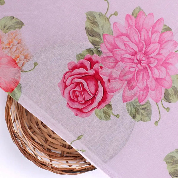 Simple And Beautiful Roses With Pink Lotus Digital Printed Fabric - Pure Cotton – pco 0 ta07841p2 108 simple and beautiful roses with pink lotus digital printed fabric pure cotton 2 - alternate view