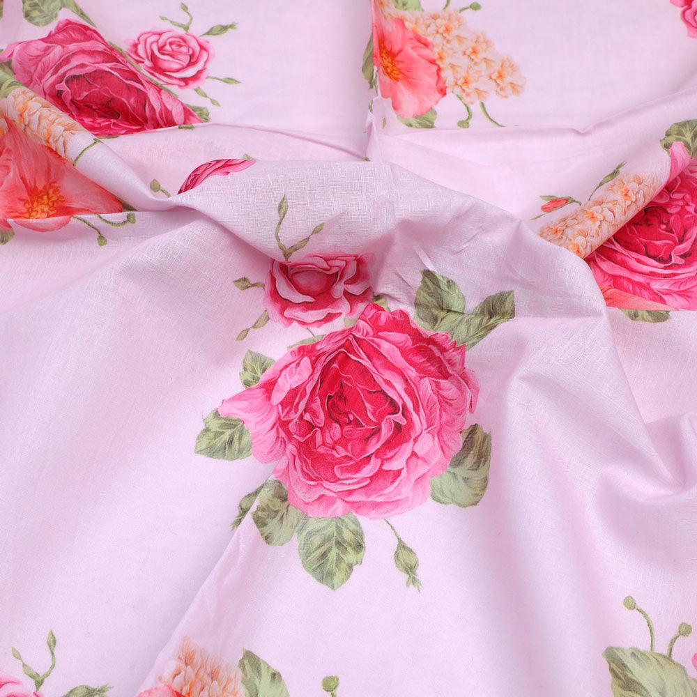 Simple And Beautiful Roses With Pink Lotus Digital Printed Fabric - Pure Cotton – pco 0 ta07841p2 108 simple and beautiful roses with pink lotus digital printed fabric pure cotton 3