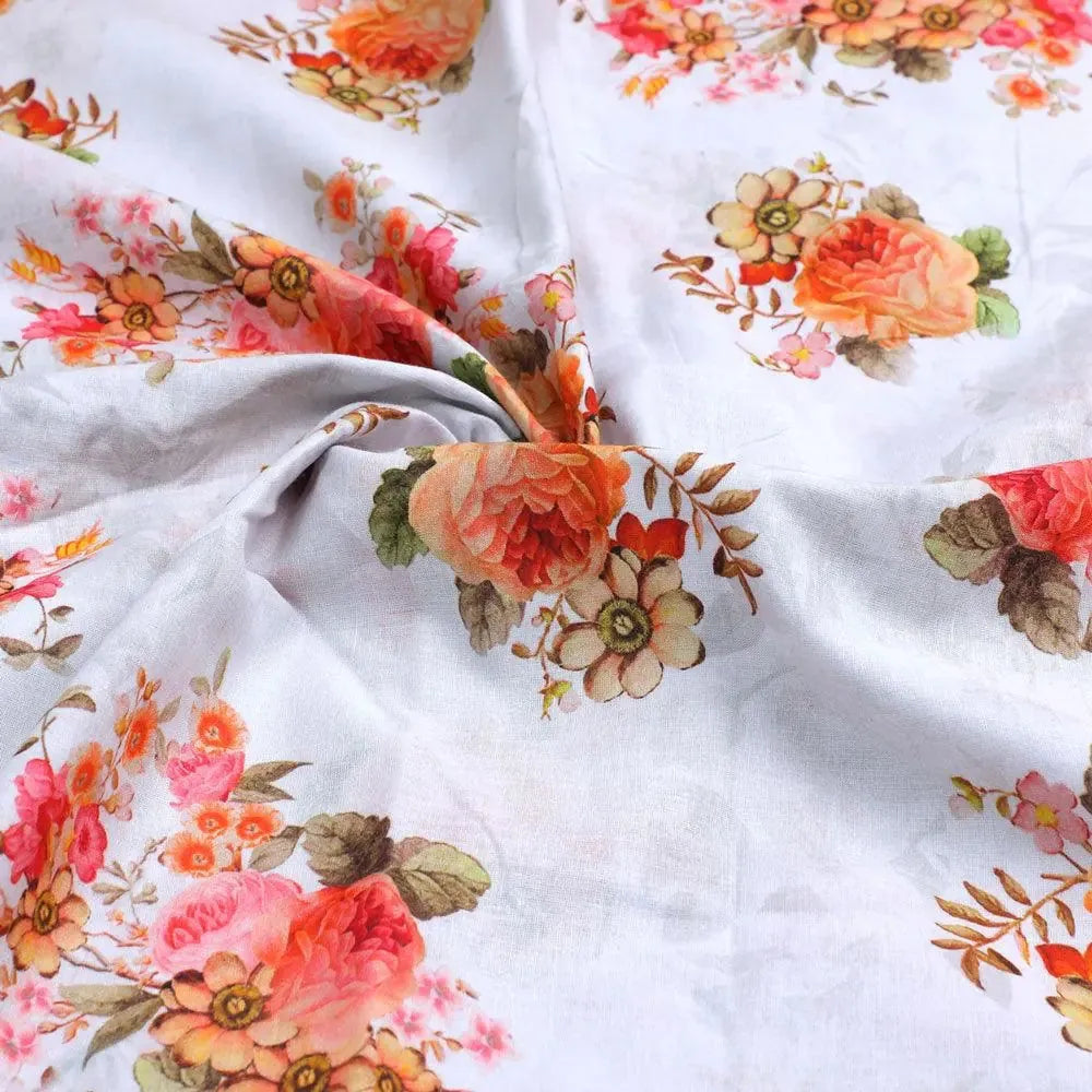 Classic Multicolor Roses With Leaves Digital Printed Fabric - Pure Cotton – pco 0 ta07849p8 108 classic multicolor roses with leaves digital printed fabric pure cotton 3