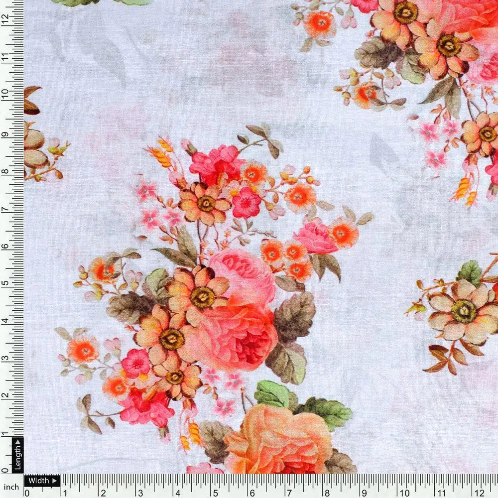 Classic Multicolor Roses With Leaves Digital Printed Fabric - Pure Cotton – pco 0 ta07849p8 108 classic multicolor roses with leaves digital printed fabric pure cotton 4