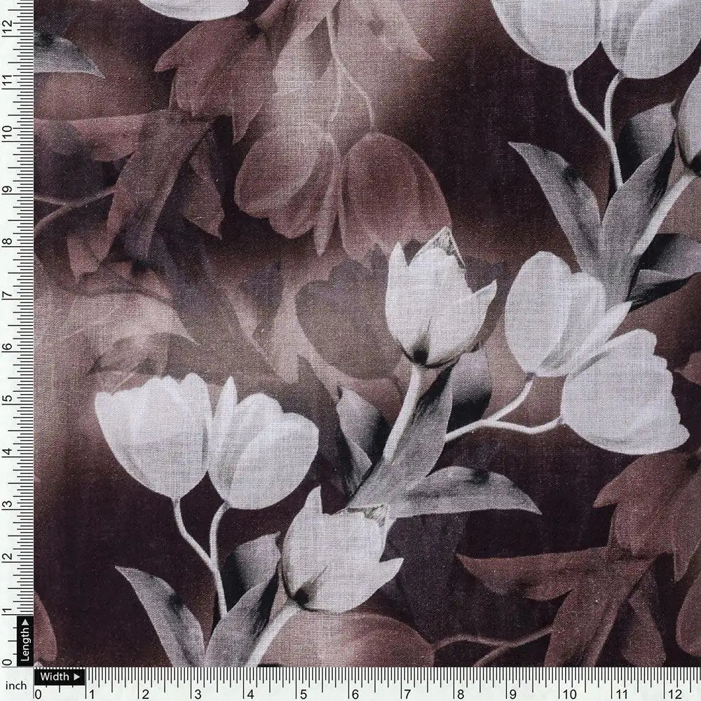 Watercolor Blooming Flower Brown Flower Digital Printed Fabric - Pure Cotton – pco 0 ta08146p3 108 watercolor blooming flower brown flower digital printed fabric pure cotton 4