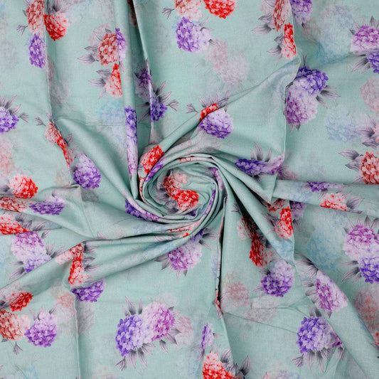 Beautiful Three Colour Geranium Flower Digital Printed Fabric - Cotton - FAB VOGUE Studio®