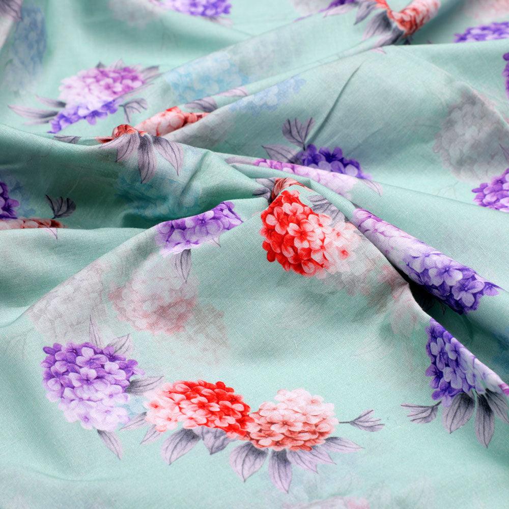 Beautiful Three Colour Geranium Flower Digital Printed Fabric - Cotton - FAB VOGUE Studio®