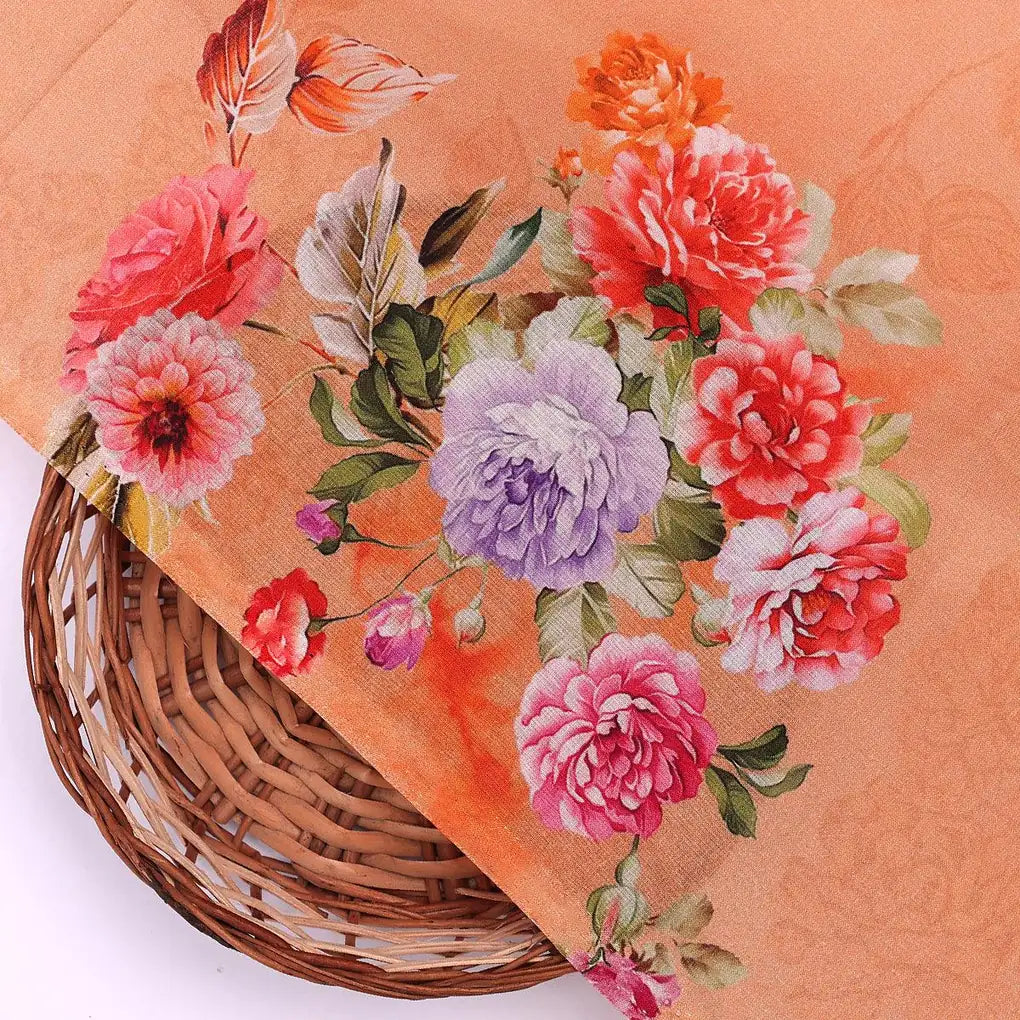 Bloom Pink Forest Flower Digital Printed Fabric - Pure Cotton - FAB VOGUE Studio®