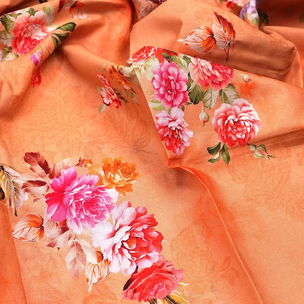 Bloom Pink Forest Flower Digital Printed Fabric - Pure Cotton - FAB VOGUE Studio®