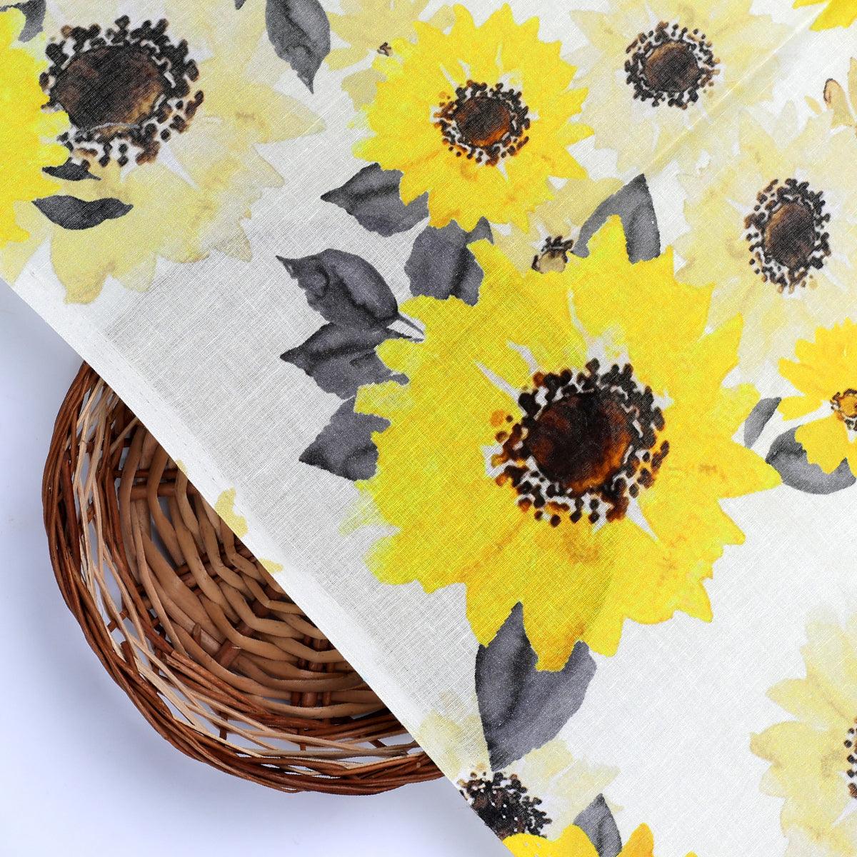 Morden Classic Yellow Sunflower Digital Printed Fabric - Cotton - FAB VOGUE Studio®